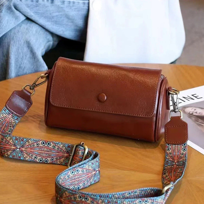 Bolsa de Ombro de Couro Retrô